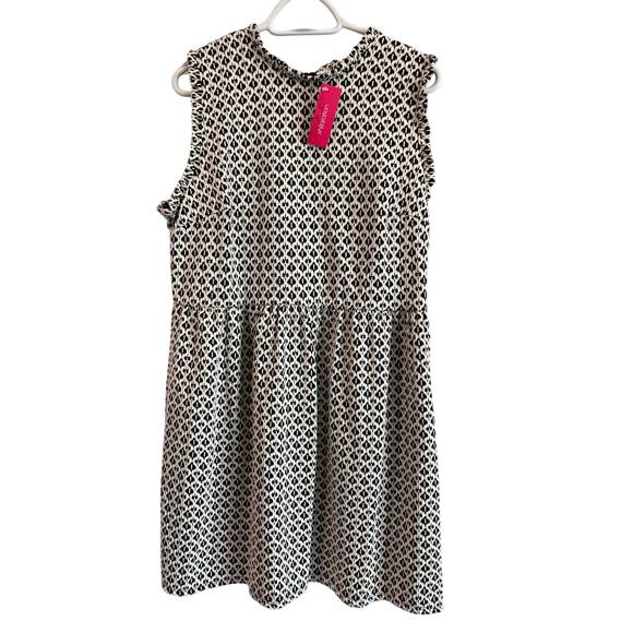 Xhilaration Black White Geometric Dress XL NWT Sleeveless Knit Zip Back - Picture 1 of 11